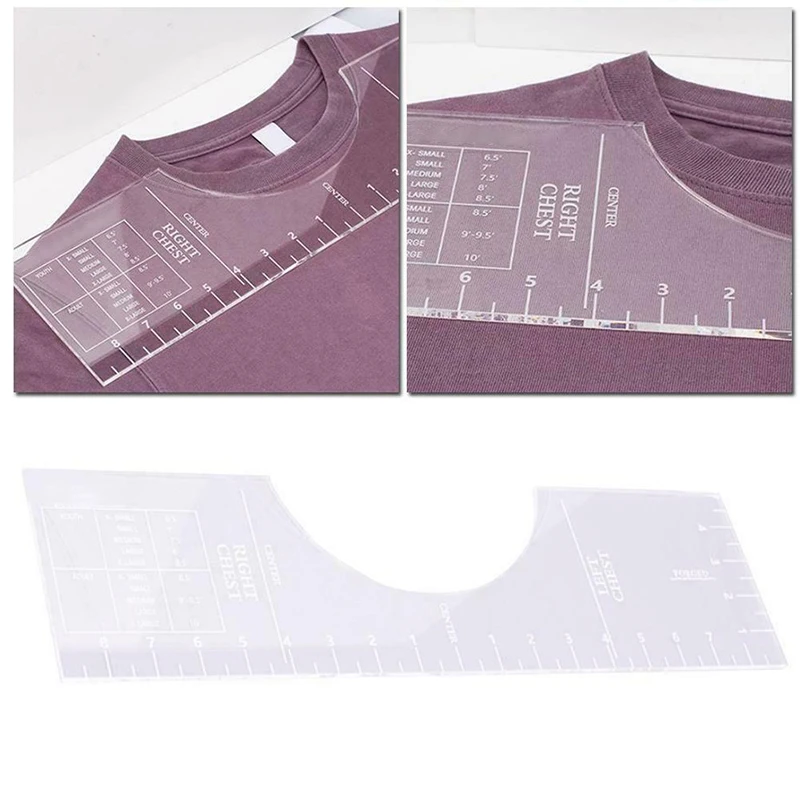 Инструмент центрирующий для выравнивания футболок прозрачная акриловая длинная