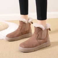 snow boots women winter warm ankle boots thick plush slip on cotton shoes black platform shoes women sneakers flat heel booties