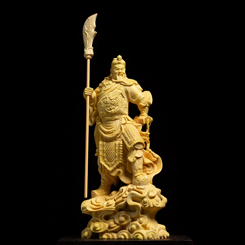 

Door God Guan Gong 16CM Figurine Guan Yu Statue Wood Statue Home Decors Room Solid Wood Chinese History Figures Lucky Gift