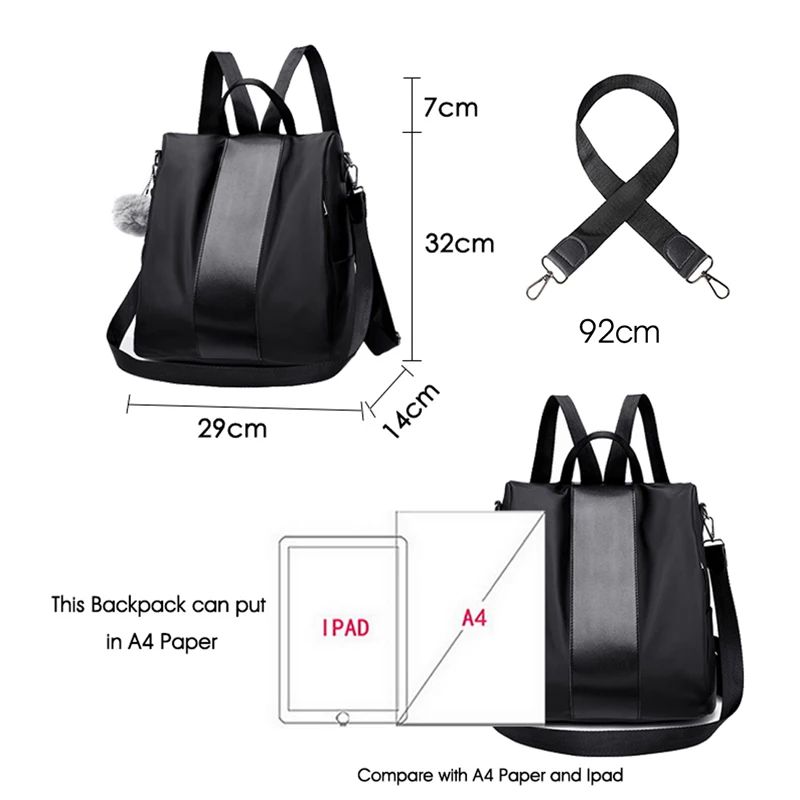 Женский кожаный рюкзак с защитой от кражи вместительный школьный для девочек