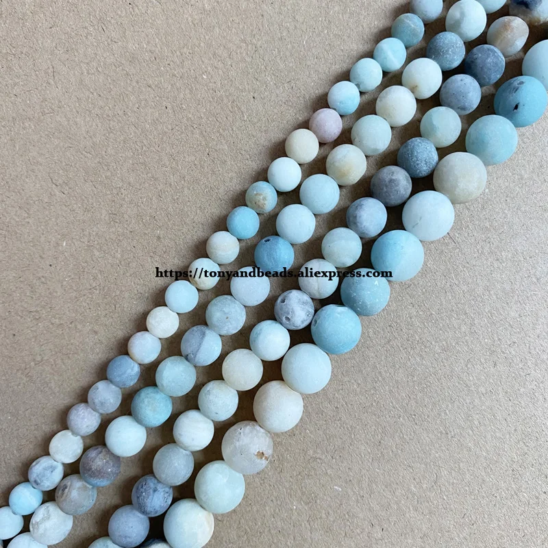 

Natural Stone Frost Matte Mixed Colors Amazonite Gem Round Loose Beads 15" Strand 4 6 8 10 12mm Pick Size For Jewelry Making DIY