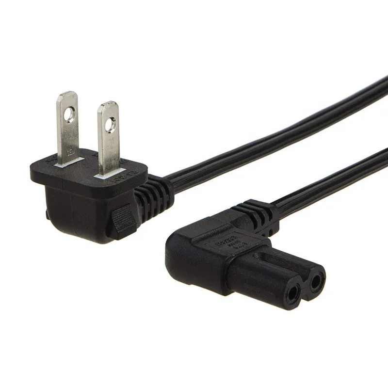 18 AWG угловой 2-образными пазами неполяризованные угол Мощность шнур(IEC320 C7 к Нема 1-15р
