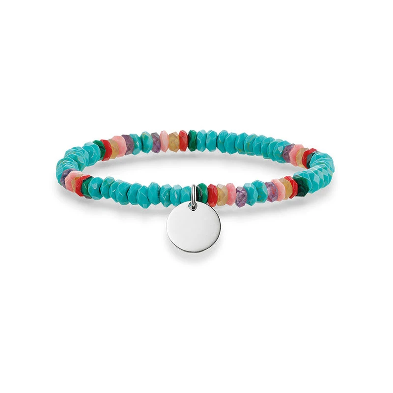 4 мм Синий Розовый нить с каменными бусинами Браслеты Круглый диск браслеты для