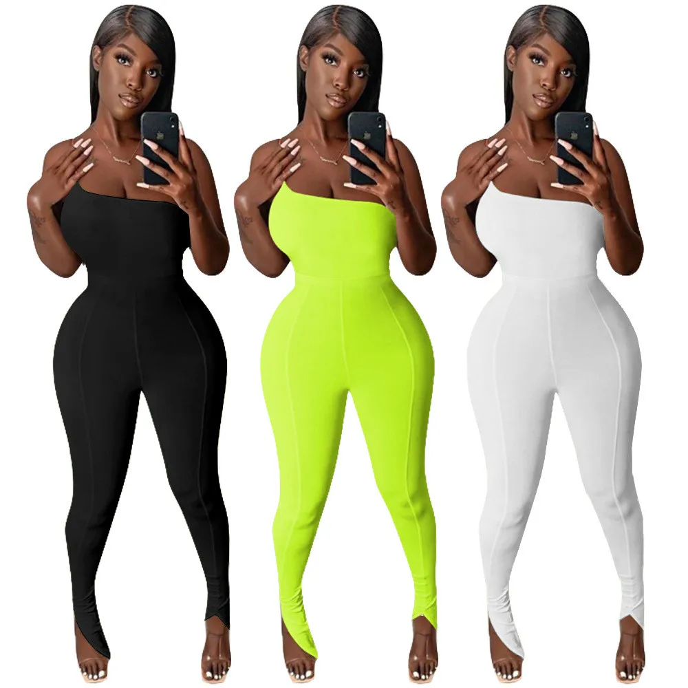 Sexy One Shoulder Bodycon Rompers Womens Jumpsuit Strap Strapless Backless One Piece Body Overalls Party Club Outfits Female