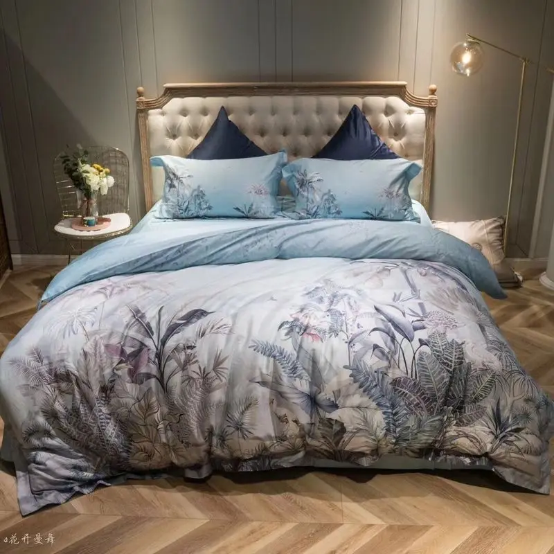 Европейский Египетский хлопковый комплект постельного белья из мягкого атласа