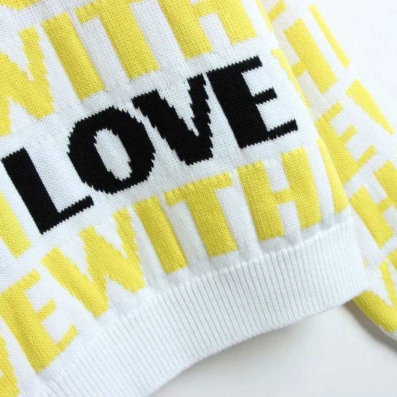 Свитер женский жаккардовый с надписью любовь и длинным рукавом | Женская одежда