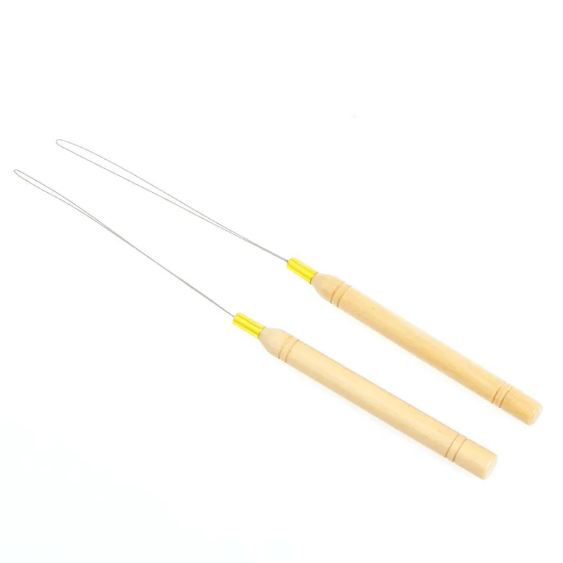 Кольцо деревянная петля Тяговая игла для индийского бразильского петли щипцы для наращивания волос 094E