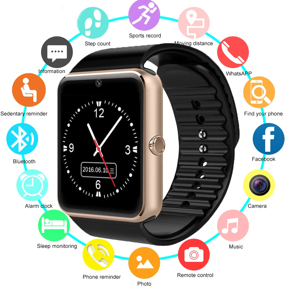 Smart Watch GT08 Children Men Women Kids Phone SIM Card Camera Clock Bluetooth Smartwatch gt 08 Connect Android IOS PK Q18 | Электроника