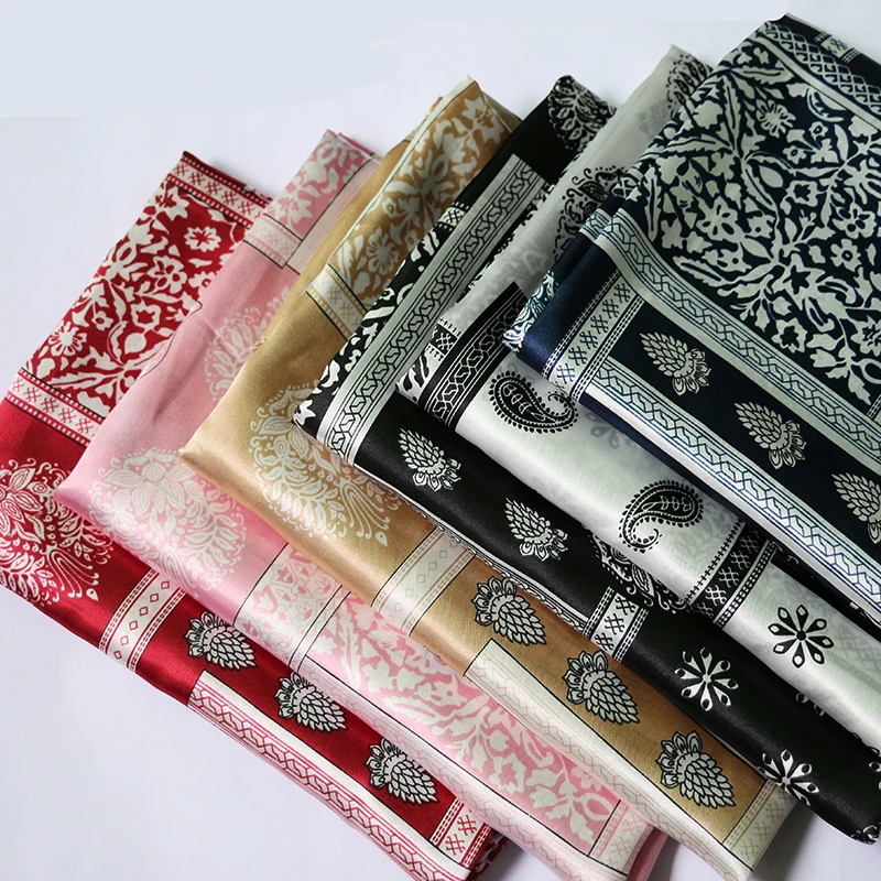 По метрам мягкая шелковая атласная ткань ретро Пейсли плед шармез полиэфирный