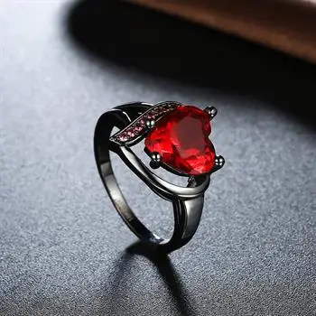 

Heart Inlaid Red Large Zircon Ring Jewelry Halloween Gothic Engagement Rings for Women PR860-A-8