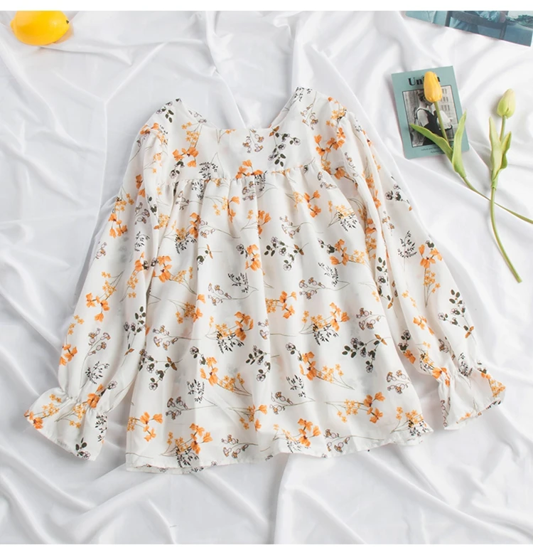 Blusas femininas de verao, женские блузки, женские осенние, весенние, испанский стиль, шикарные, Ретро стиль, с длинным рукавом, с принтом, Рубашки, Топы