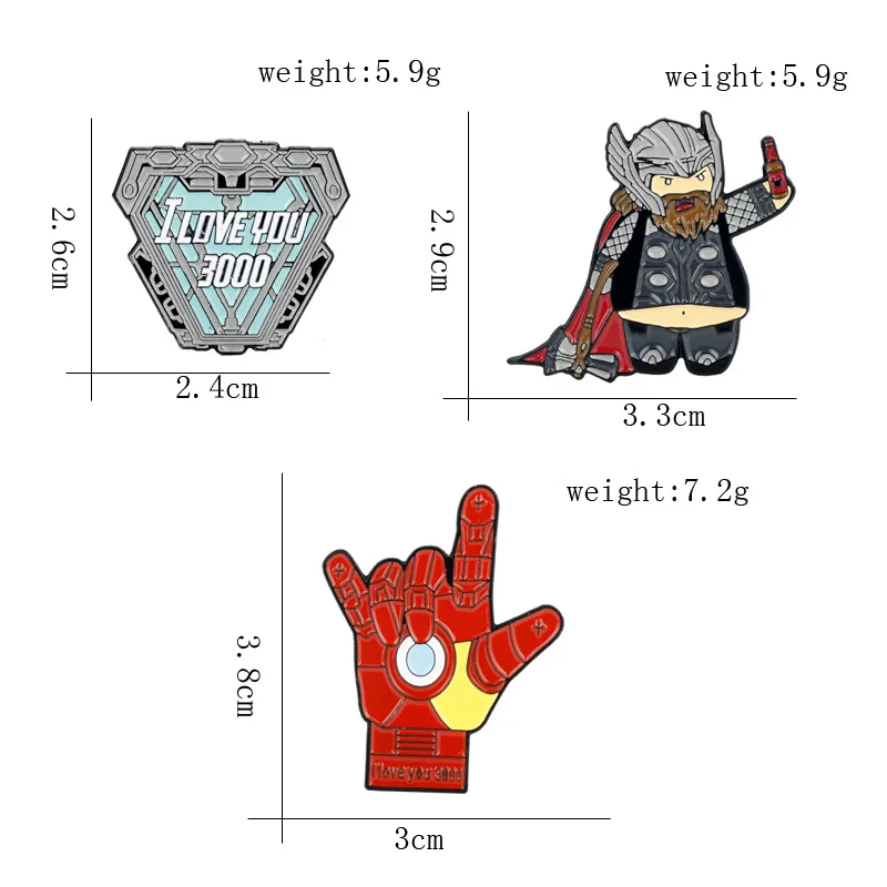 Металлическая брошь в виде героев мультфильма Marvel|Броши| |