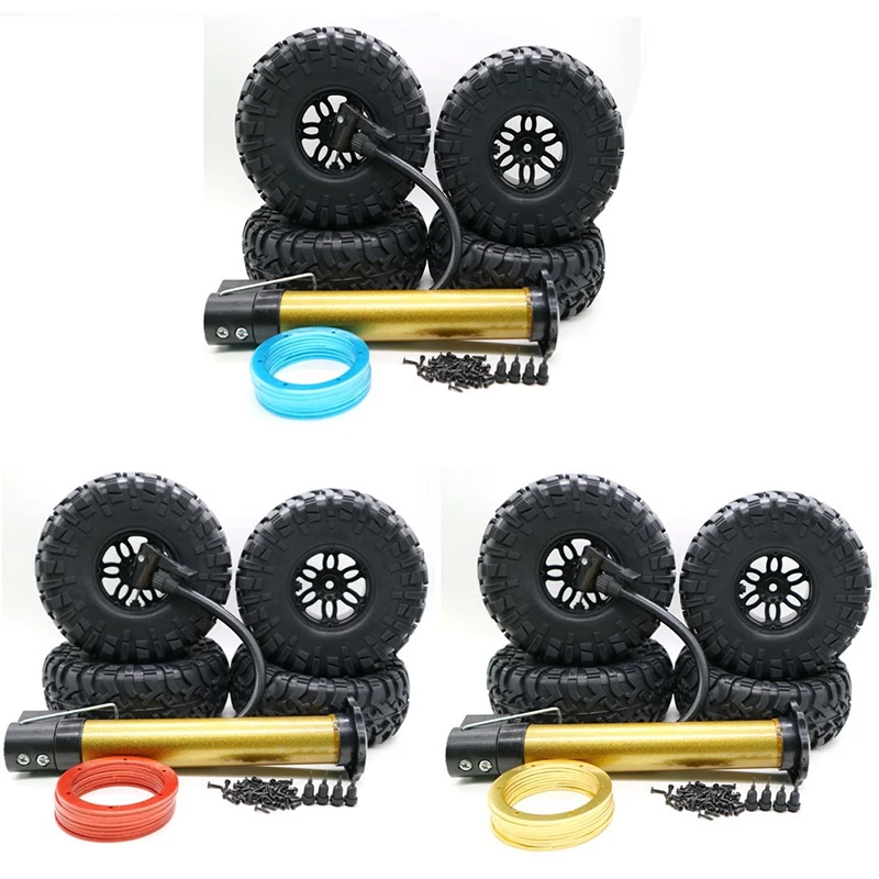 

4PCS RC Car Inflatable Tires 2.2 Inch Wheel Hub Rims For 1:10 RC Rock Crawler Axial SCX10 AX10 D90 TRX-4 RC4WD