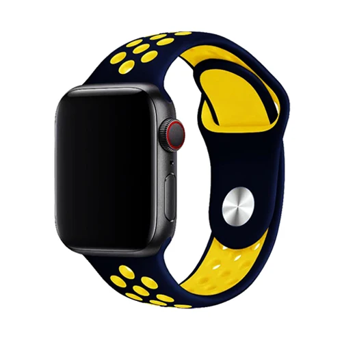 dark blue yellow Ремешок для apple watch 42 мм 38 мм силиконовый браслет correa iwatch 5 4 3 2 44 мм 40 мм спортивный браслет pulseira apple watch 4 аксессуары - Цвет ремешка: dark blue yellow