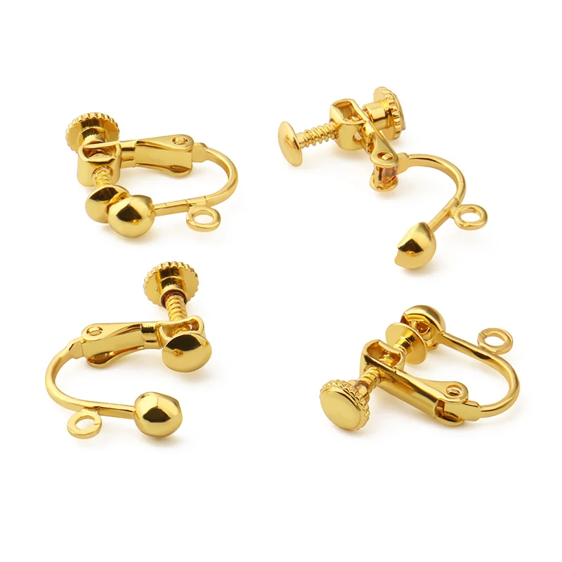 10 Pcs Copper Ear Clip Gold Silver Color DIY Earring Hooks Wire Settings Base Hoops Earrings Accessories For Jewelry Making
