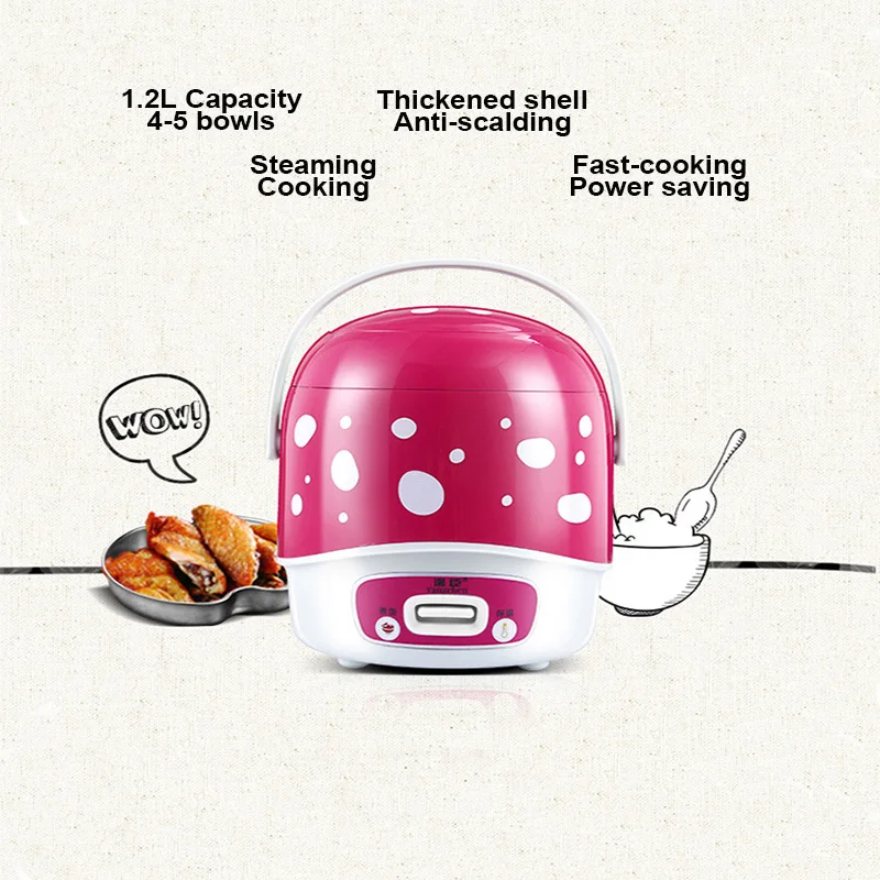 

horswula 220V 1.2L Electric Rice Cooker Suit for 1-2 People Kitchen Multicooker Steamer Food Warmer Keep Warm Heated Container