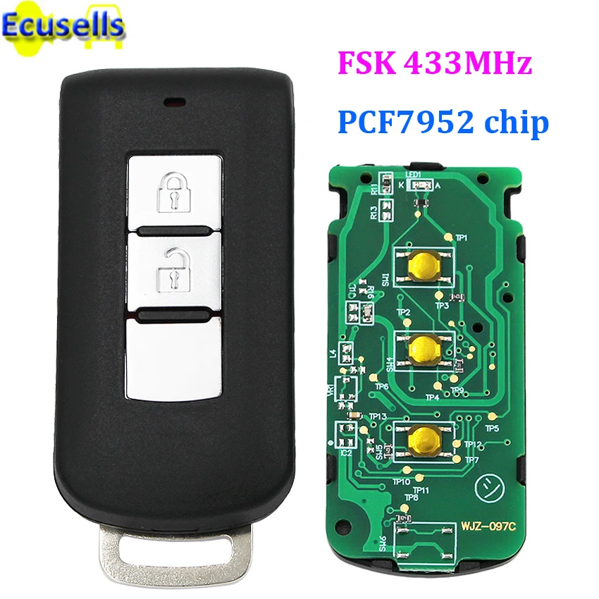 2 кнопки дистанционный брелок контроллер FSK 433 МГц для Mitsubishi ASX Lancer Outlander с ID46 PCF7952