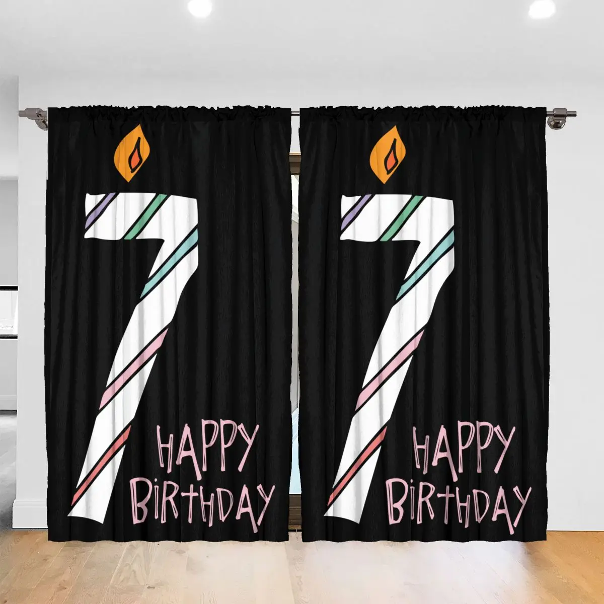 Солнцезащитная Штора для гостиной с номером 7 Take A Cake 7th birthday party Light затемненная