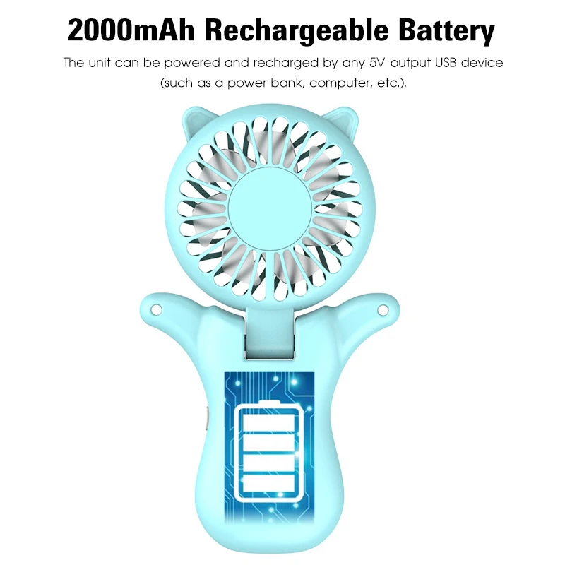 

3 IN 1 Portable Electric Handheld Cooling Fan 3 Speed USB Rechargeable Fan Appliances Desktop Air Cooler Outdoor Travel Hand Fan
