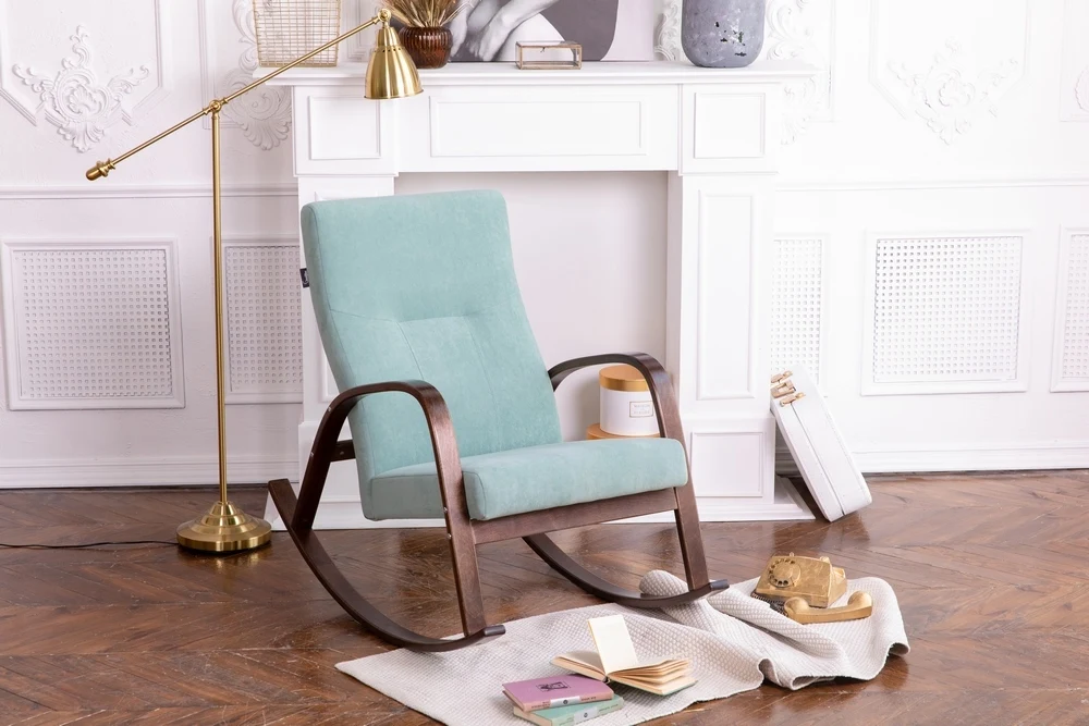 Кресло-качалка Мебелик Ирса ткань минт каркас вишня |