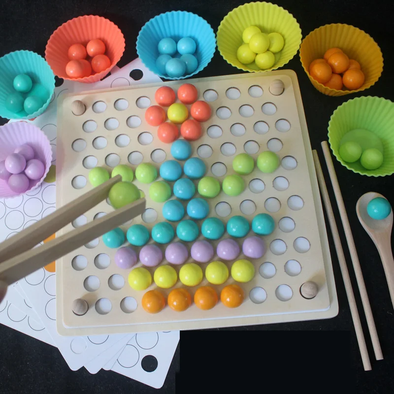 Дети Монтессори Деревянные игрушки руки тренировка мозга клип бусины