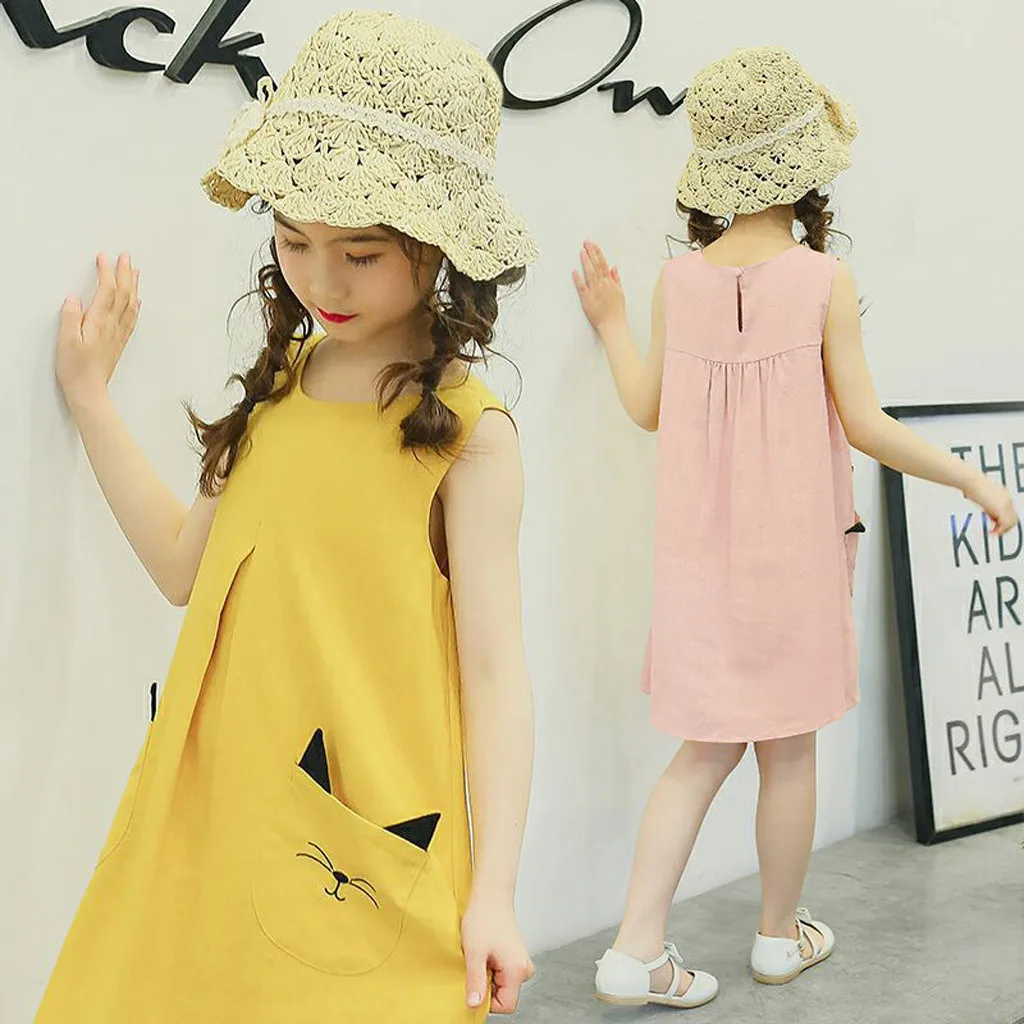 Платье для маленьких девочек подростков платье принцессы без рукавов с