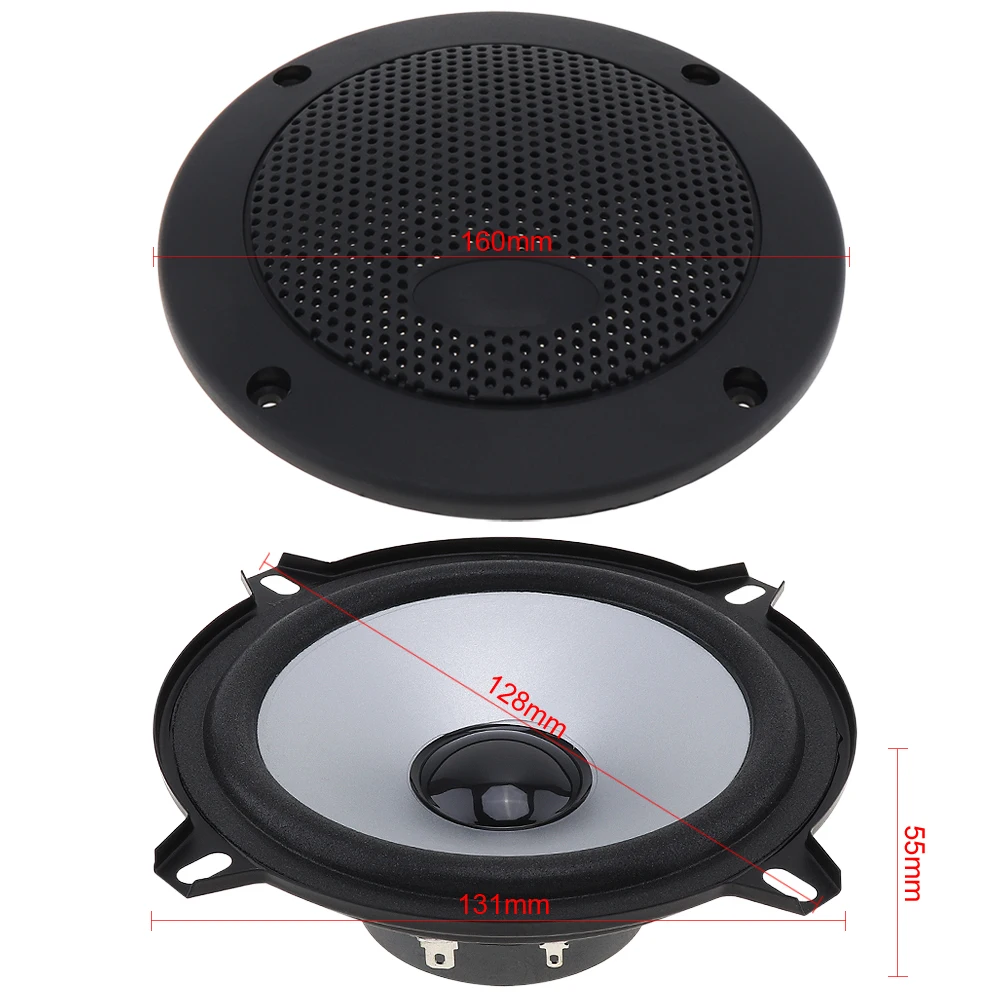 2 шт 5 дюймов 100 Вт автомобильный HiFi коаксиальный динамик для двери автомобиля Авто Аудио Стерео полный диапазон частоты динамик s для автомобилей