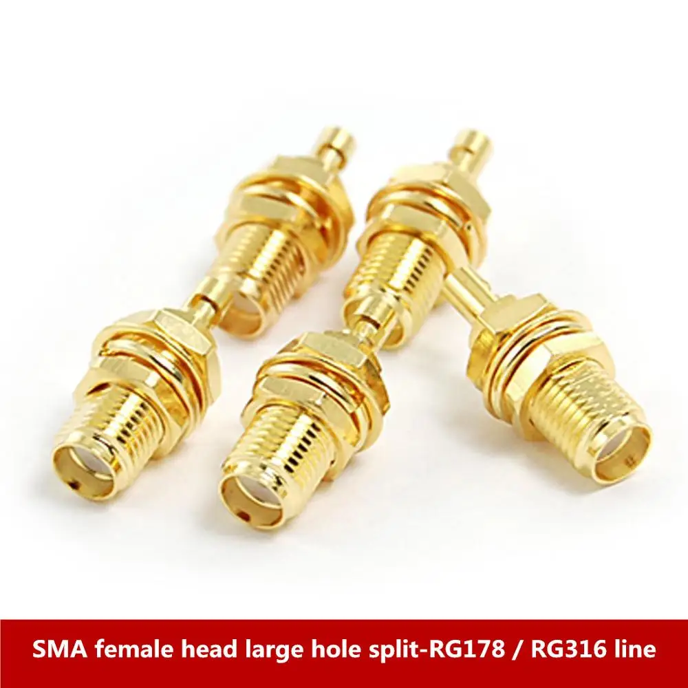

5PCS RF RF coaxial connector 50 Euro SMA-KY split large hole 13 teeth wiring RG178316 line pure copper gold-plated