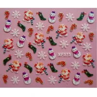 3d christmas gift design water transfer nails art sticker decals lady women manicure tools nail wraps decals xf368