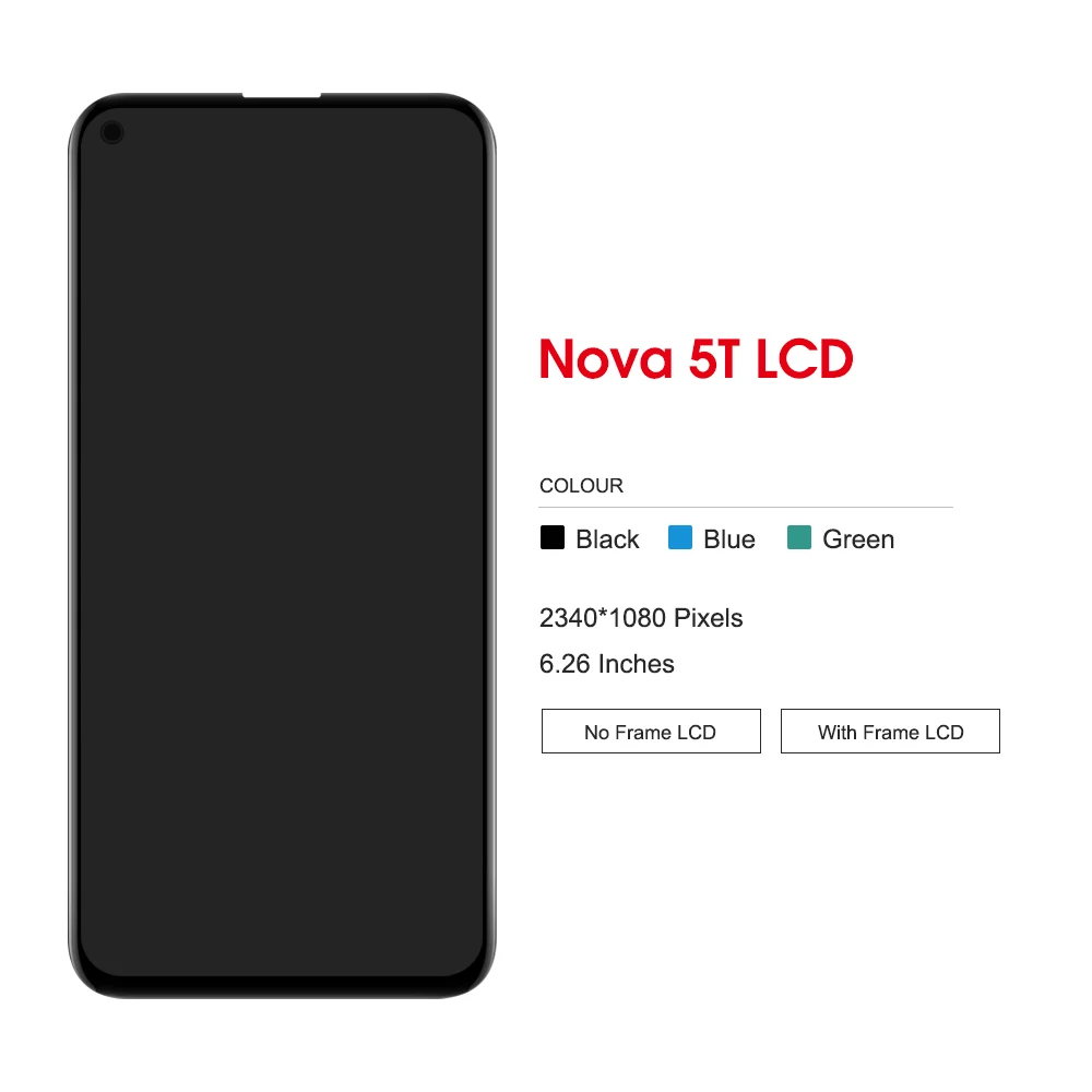 Фото 6,26-дюймовый дисплей nova 5T для Huawei Nova 5T ЖК-дисплей с цифровым преобразователем сенсорного экрана в сборе YAL-L21 L61A L61D L71A ЖК-дисплей со заменой рамки №2