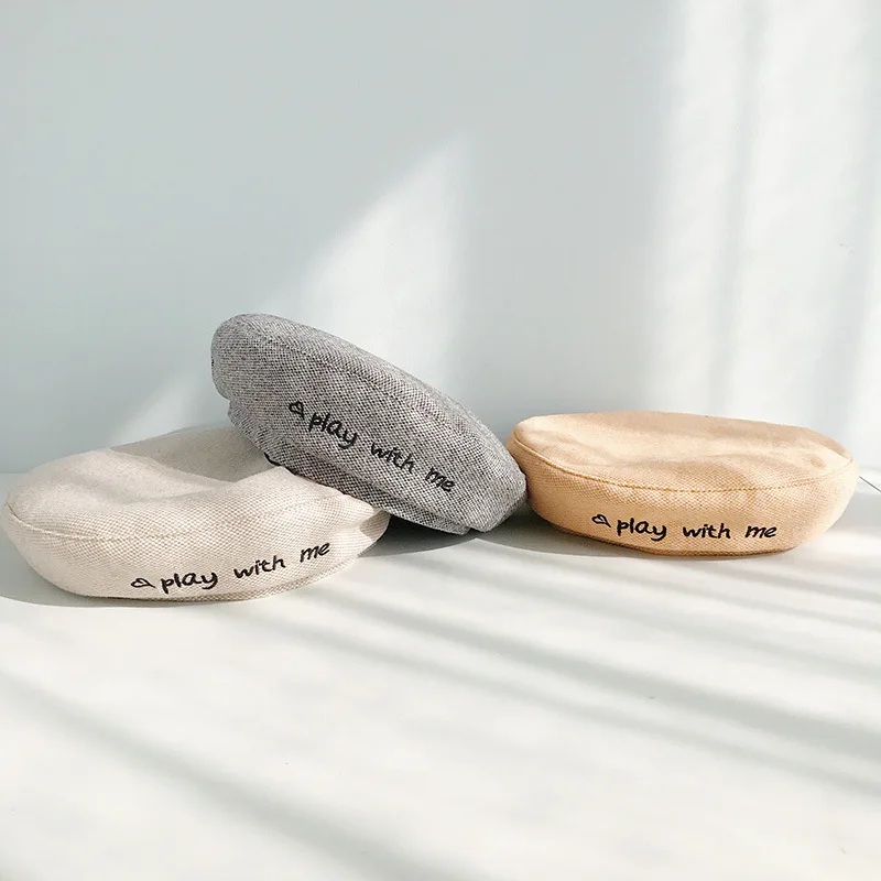 Женский хлопковый берет Одноцветный Зимний шапки для девочек мягкая шерсть