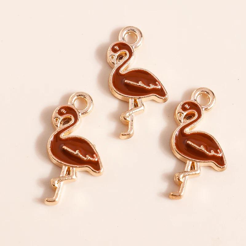 10 шт. 17*8 мм Мультяшные подвески в виде фламинго для изготовления ювелирных