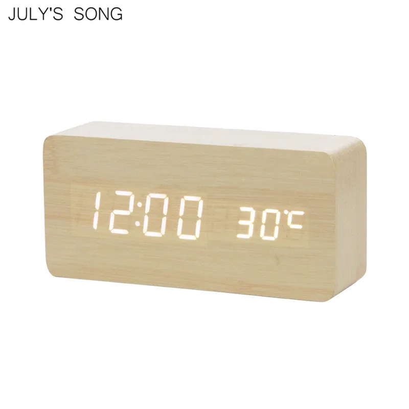 JULY'S SONG светодиодный Деревянный цифровой будильник ночной Светильник дисплей Температура настольные часы настольные электронные настольные часы Despertador