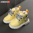 Детские повседневные зимние Ботинки Martin, размеры 21-30, для мальчиков и девочек, детские зимние теплые кожаные хлопковые ботинки, детская утепленная флисовая обувь