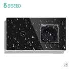 Настенный светильник ель BSEED со стеклянной панелью, розетка европейского стандарта для уличной кухни и ванной комнаты с выключателем, 3 клавиши, 3 цвета