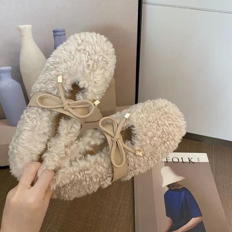 

Пушистая обувь, женская зимняя одежда, новинка 2021, осень и зима, однотонные ботинки-бини из бархата и овечьей шерсти, большие размеры