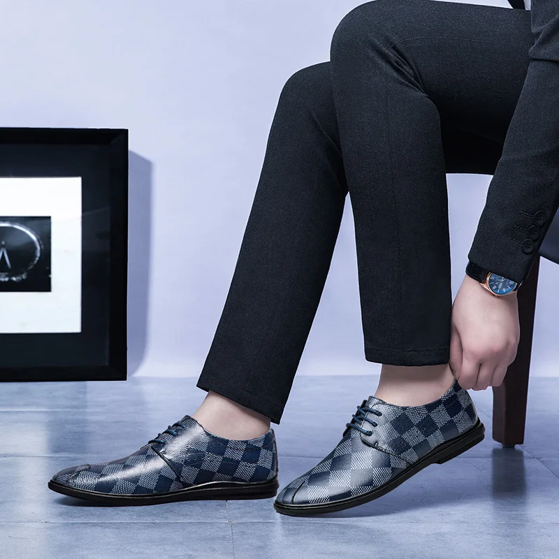 Новая мужская обувь Повседневные Роскошные оксфорды из натуральной кожи ручной