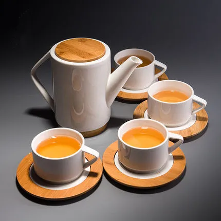 Керамический чайный набор чайник из белого фарфора в японском стиле простые