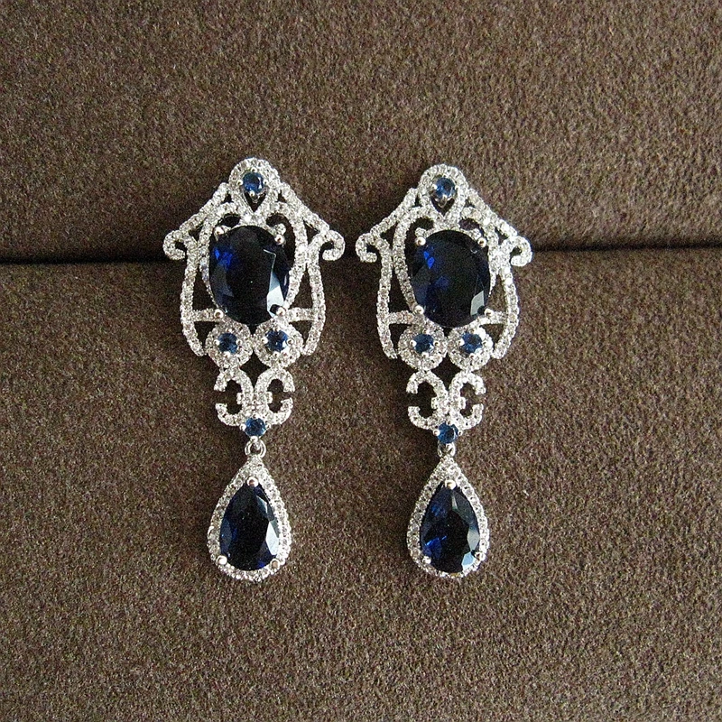 Модные женские серьги в классическом стиле с фианитом ААА EC140|Серьги-подвески| |