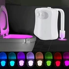 Светодиодный светильник для сиденья унитаза, Индукционная лампа с датчиком движения, 8 цветов, светильник ПА с регулируемой подсветкой, используемая для туалета