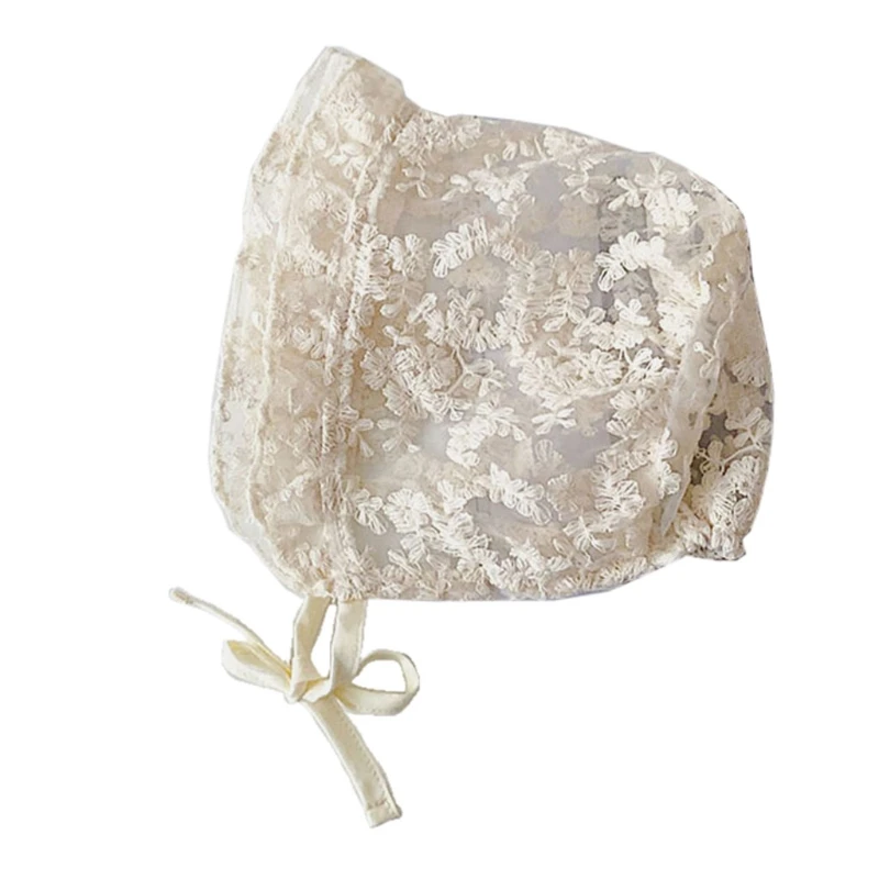 

Baby Lace Flower Sun Hat Newborn Photography Props Princess White Hat Shower Gifts Cotton Beanie Bonnet Cap for Toddler