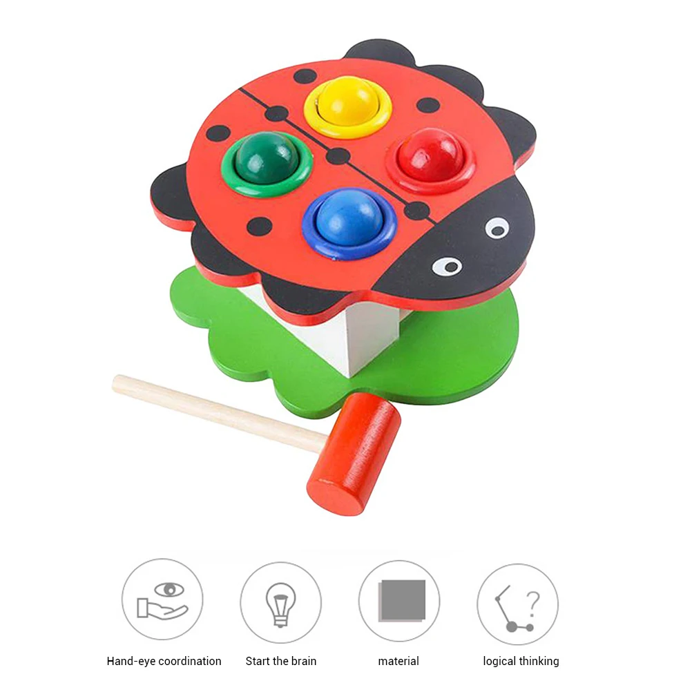 Детские развивающие игрушки деревянная милая Клубника жук молотковые шарики