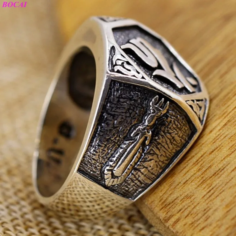 

BOCAI Solide S925 Sterling Silver Rings for Men 2021 New Fashion Personality Vintage Acalanatha Buddha Pure Argentum Amulet