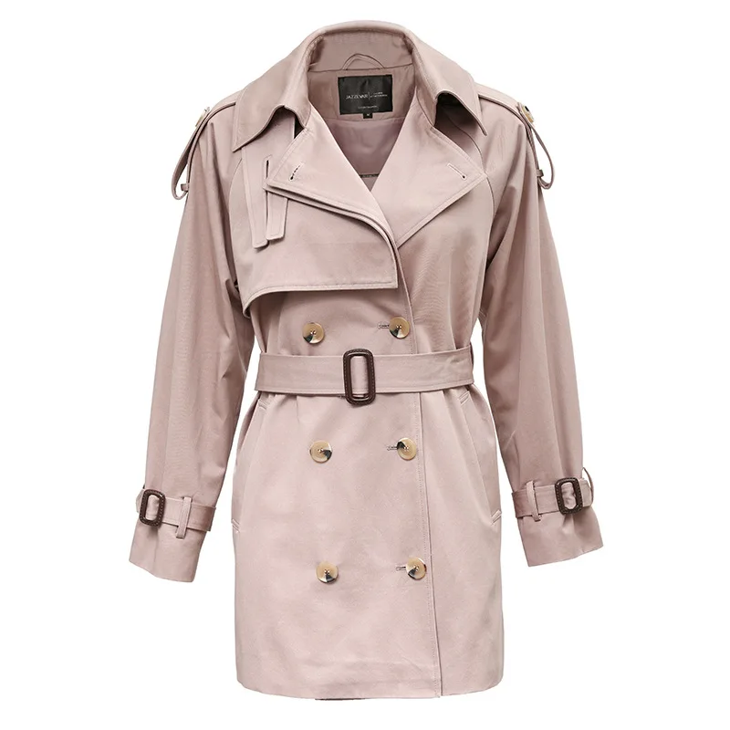 Женский двубортный тренчкот с поясом повседневный длинный в Корейском стиле