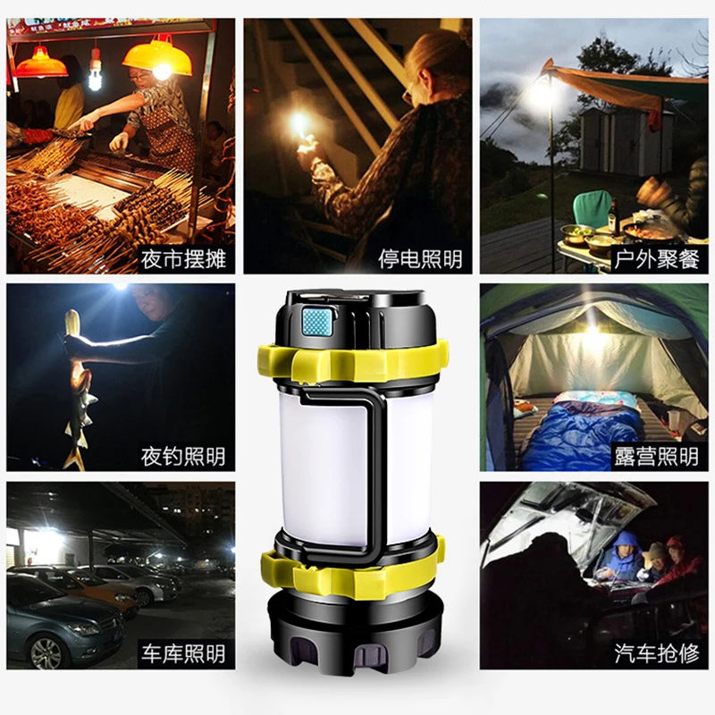 

Torch for Emergency Powerbank White Red Lantern XM-L T6 USB Rechargeable COB Camping Led Flashlight Color Light Built in Battery