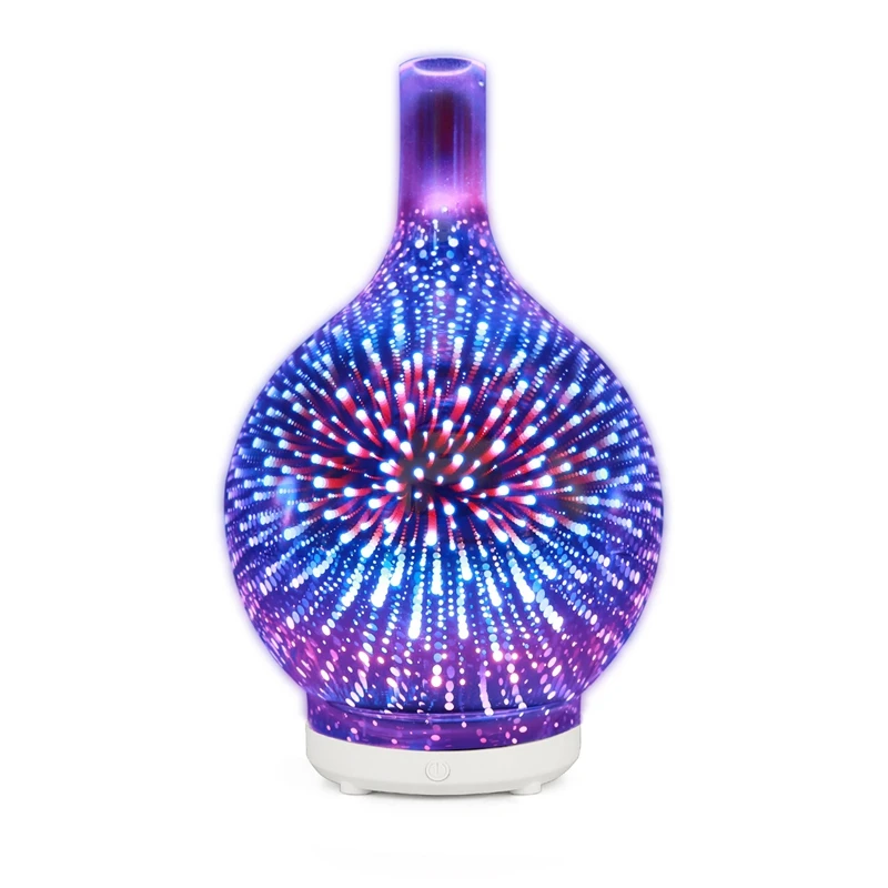 

3D Firework Glass Usb Air Humidifier with 7 Color Led Night Light Aroma Essential Oil Diffuser Cool Mist Maker for Home Office