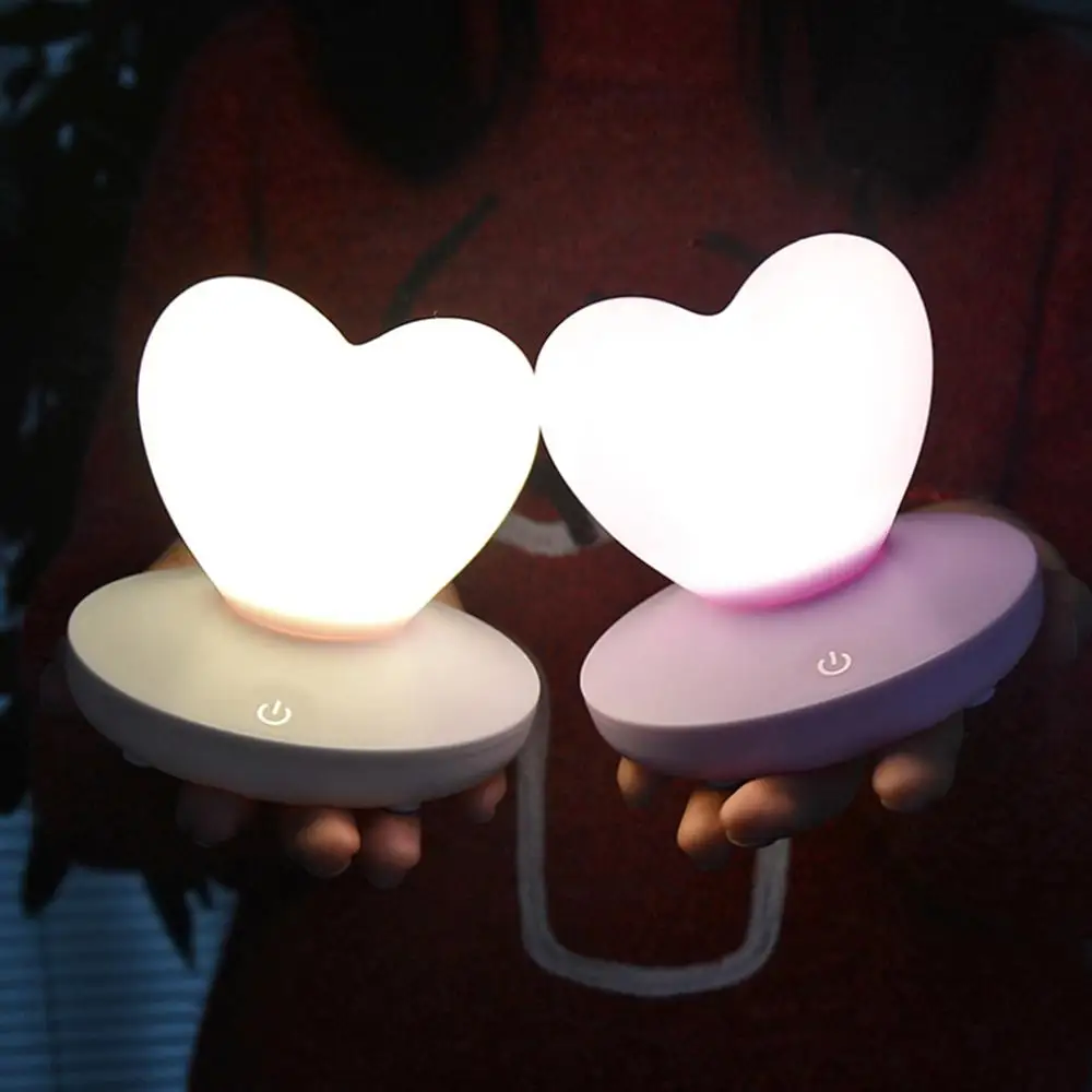 

Useful USB Touch Control Led Night Light Pink Love Heart Romantic Lamp Birthday Valentine's Day Lovers Gifts Girls Night Light