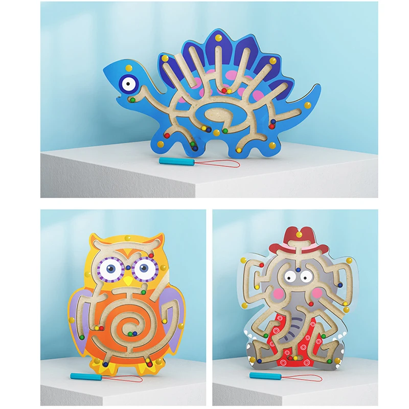 Деревянный большого размера Магнитный лабиринт игрушки Дети Монтессори