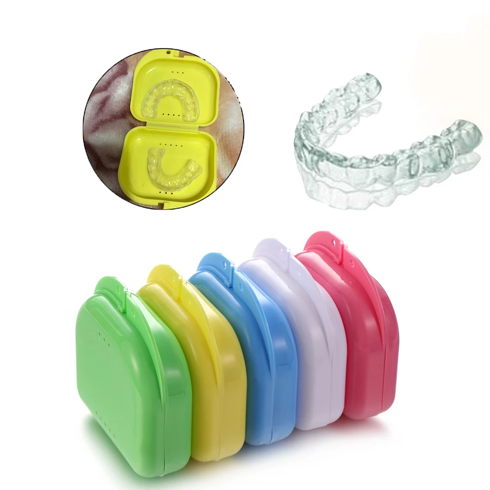 10pcs scatola per protesi scatola per vassoio dentale ortodontico fermo vassoio di colore scatola di immagazzinaggio contenitore per denti in plastica denti falsi protettivi