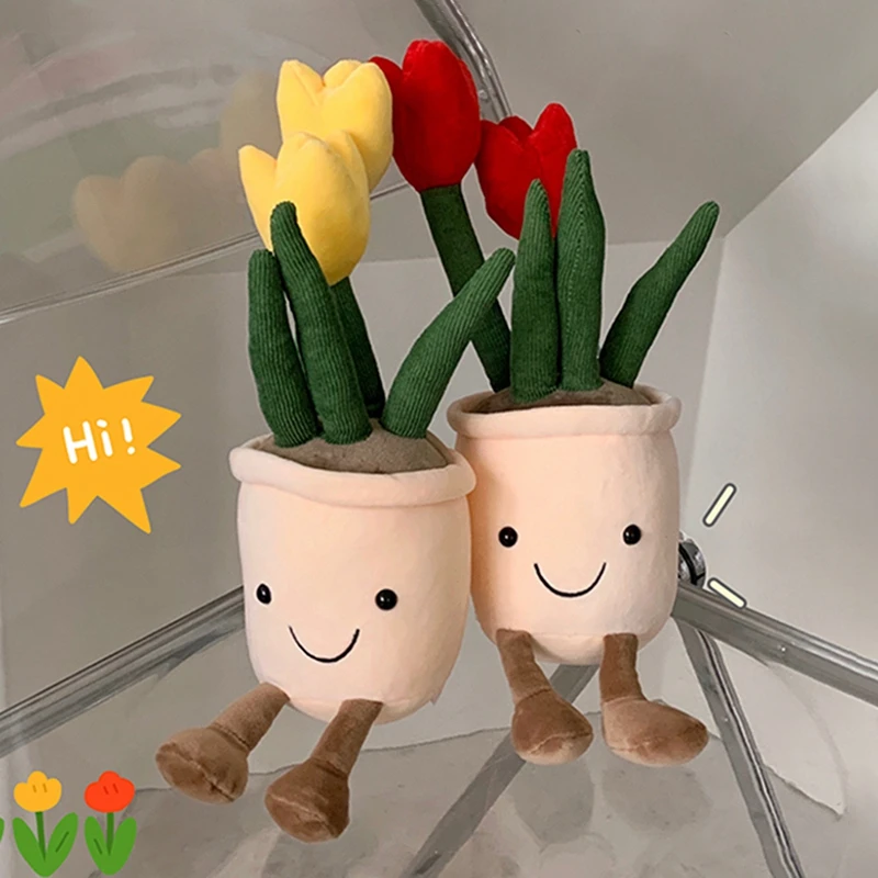 Плюшевые игрушки тюльпан и суккуленты для детей подарок девочек кукла